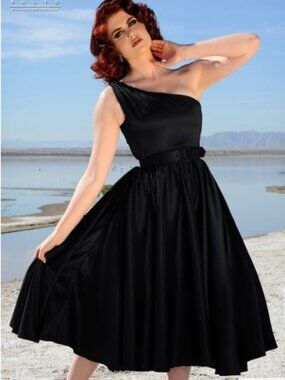 Valerie Dress in Black Pinup Couture Retro Swing L